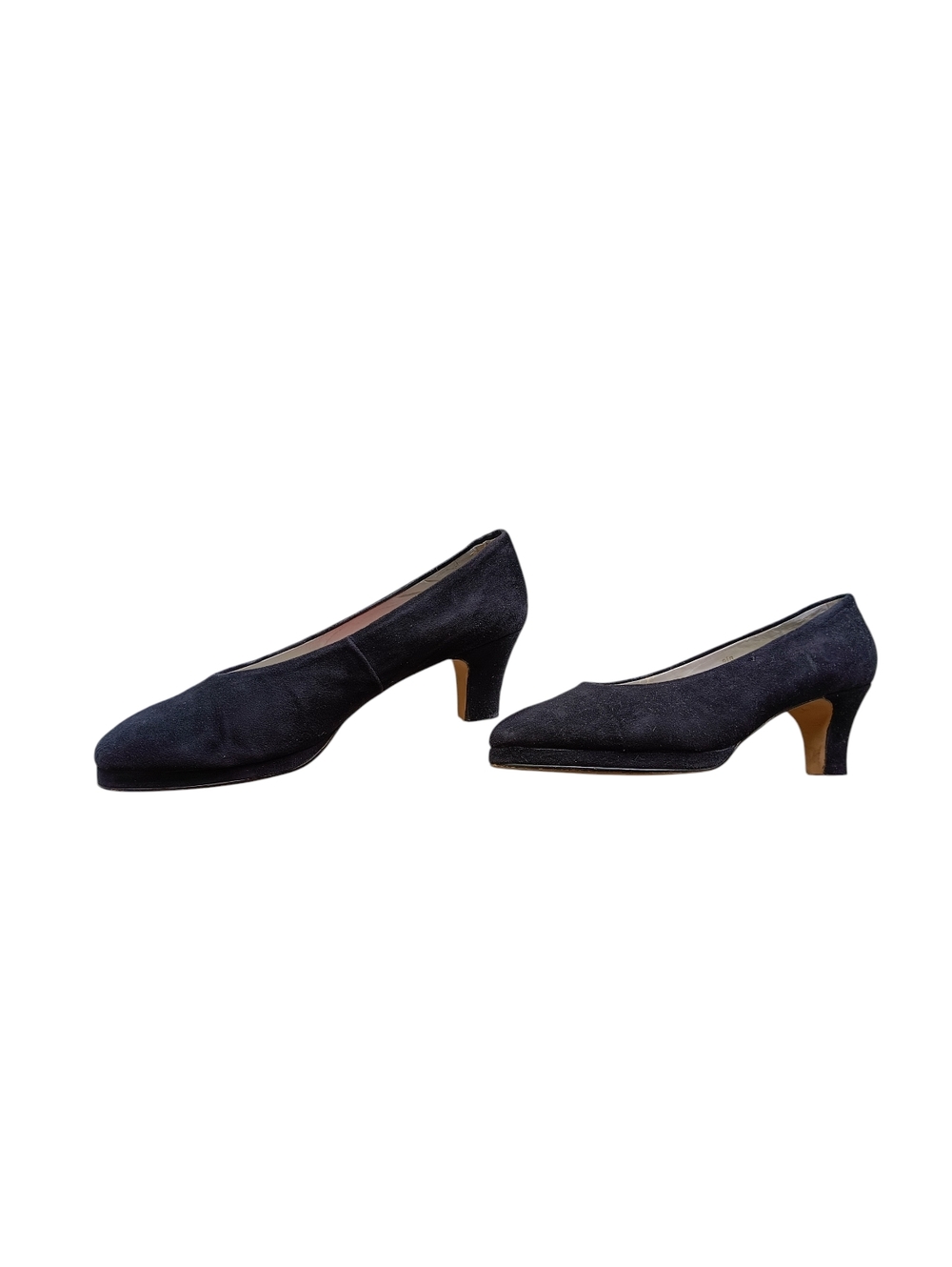 Vintage Nordstrom BP Black Suede Pumps 90s Classic Rounded Toe Platform - Picture 5 of 6